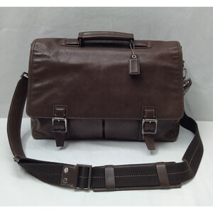 Coach Brown Leather Trade Briefcase Pushlock Messenger Crossbody Bag - Vintage
